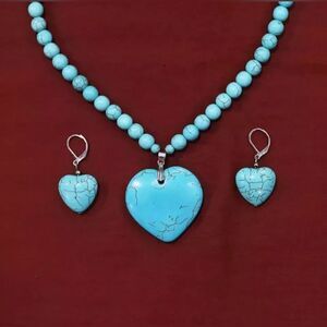 Susan Graver Heart-Shaped Bead Necklace & Earring Set NWOT Jewelry
